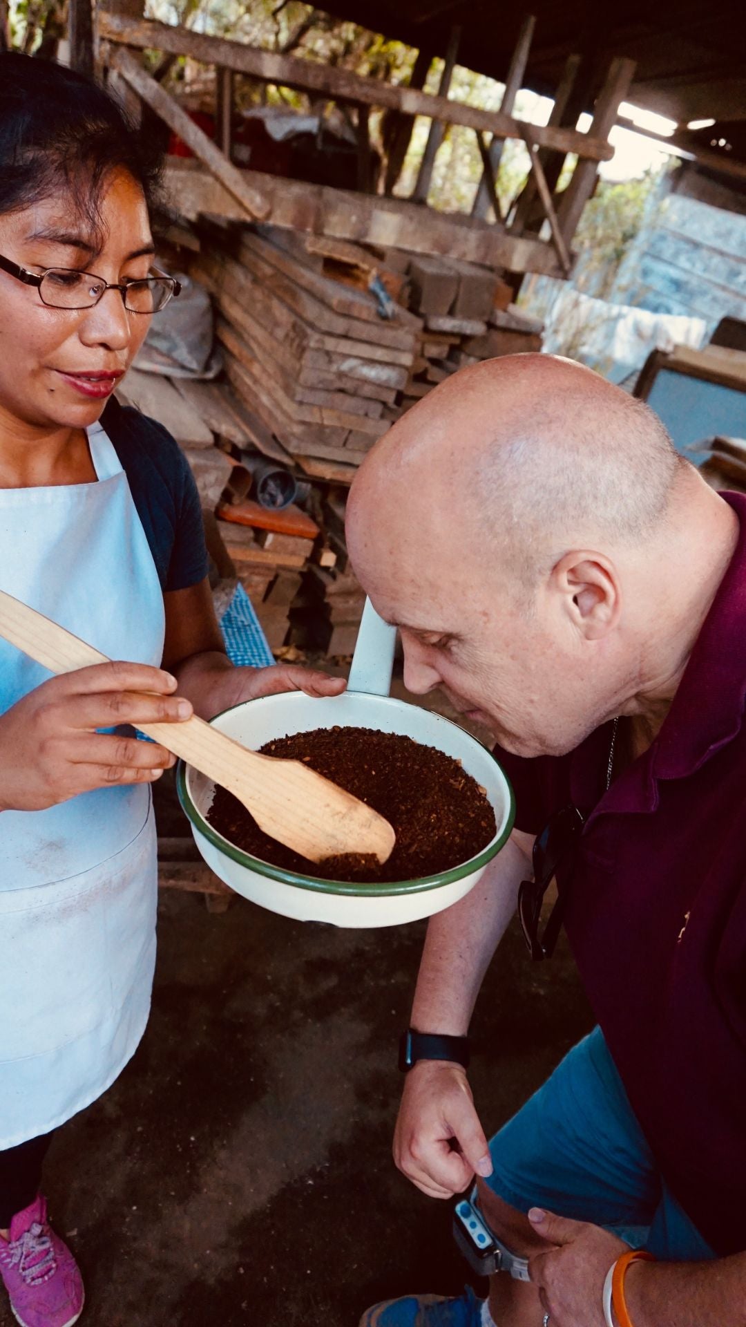 Guatemala Coffee Plantation (smelling the ground coffee beans)